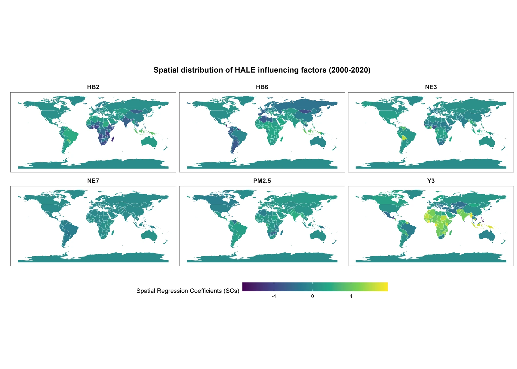Source example: spatial coefficient maps for the six-predictor continuous model.
