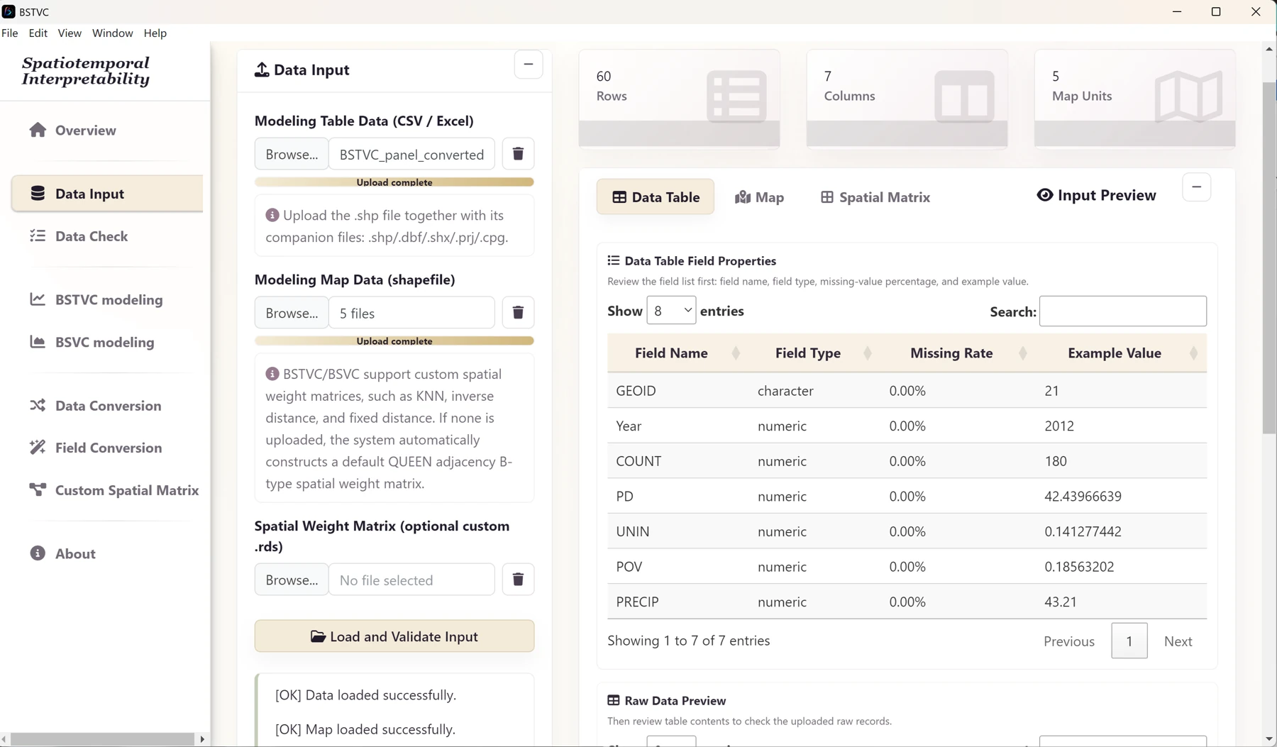 Count case: validated input and panel fields.