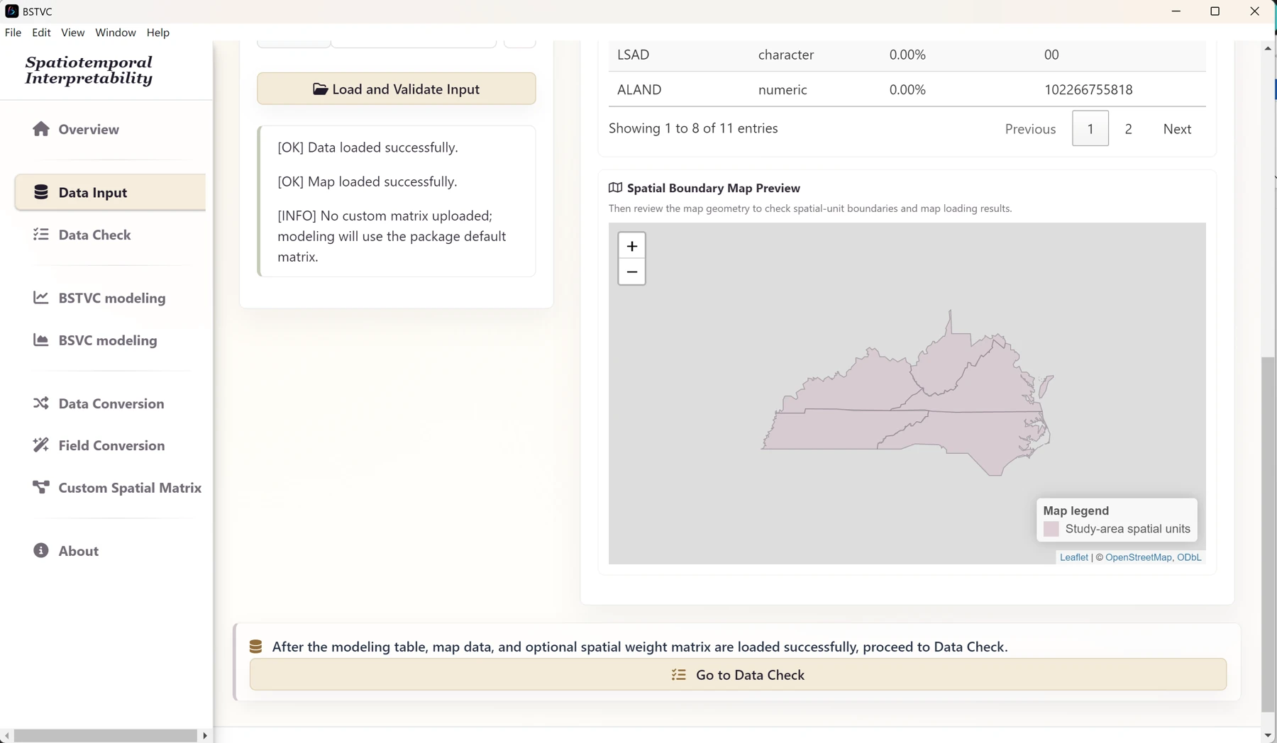 Count case: the five-state geographic preview.